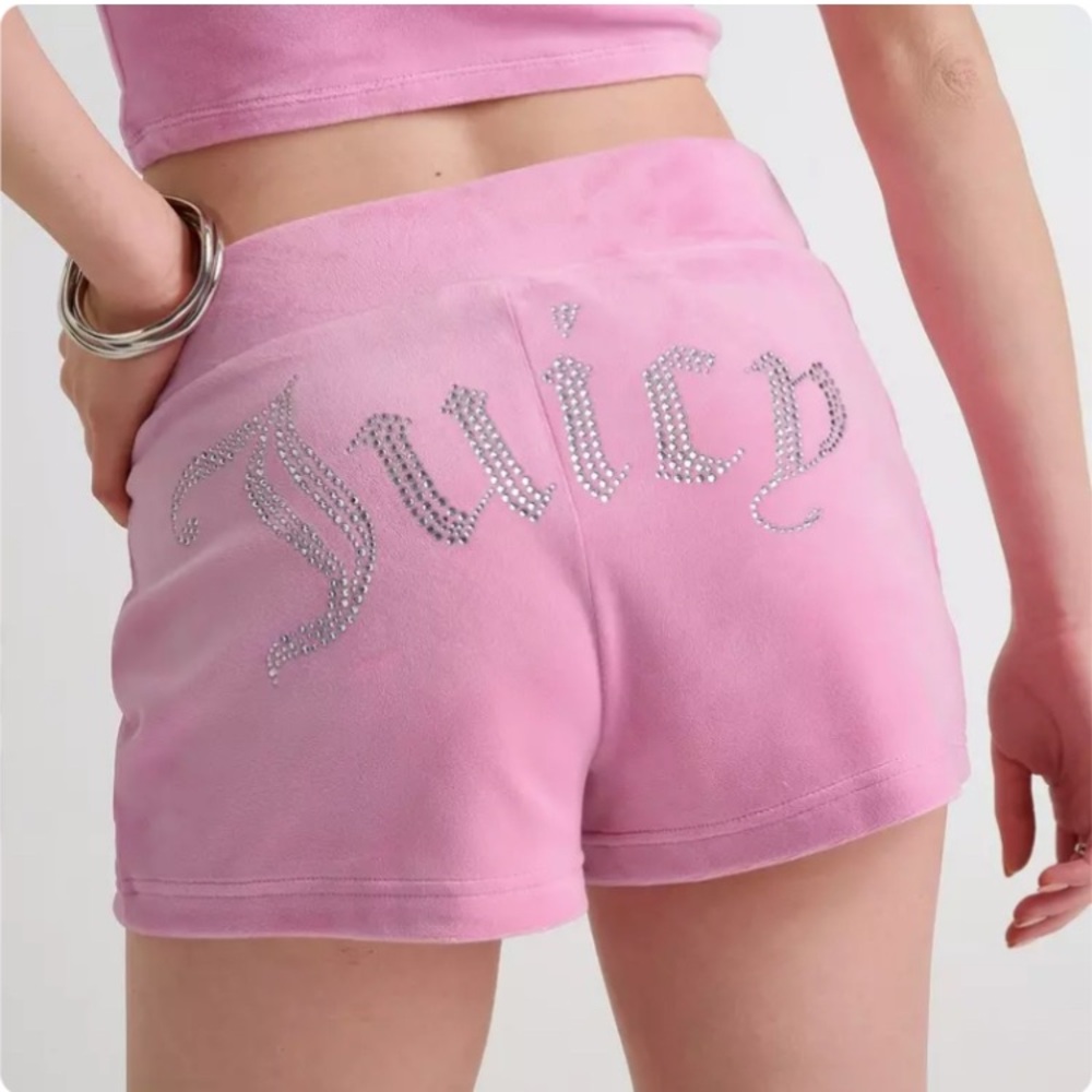Juicy Couture Velour Flamingo High Waist Shorts Size M Brand New with tags